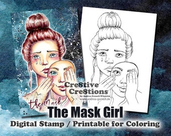 The Mask - Digital Stamp / Printable Coloring Page by Andrea Gomoll Cre8tive Cre8tions