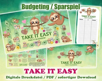 Spar-Spiel "Take it Easy" für A6 Binder - EASY PRINT Digitale Druckdatei / PDF - Umschlagmethode / Budgetieren