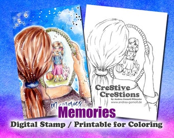 Herinneringen / Inner Child - Digitale Stempel / Afdrukbare kleurplaat door Andrea Gomoll Cre8tive Cre8tions