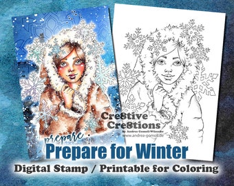 Prepare for Winter - Digital Stamp / Printable Coloring Page by Andrea Gomoll Cre8tive Cre8tions