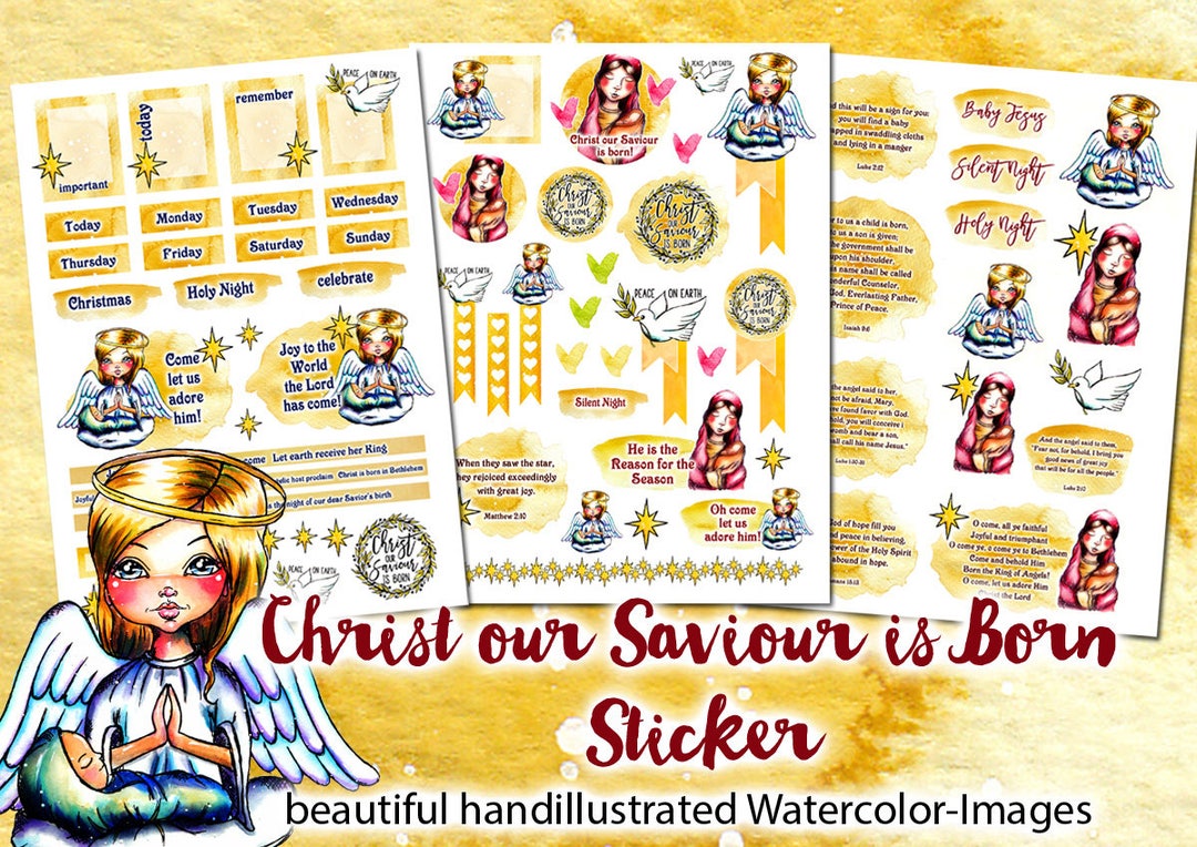 Jesus Born Sticker Christ Our Saviour is Born Stickers - Printable Planner Sticker ...