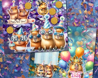 Klappkarte Sparchallenge "Cappy New Year" - GEDRUCKT - Umschlagmethode / Budgetieren