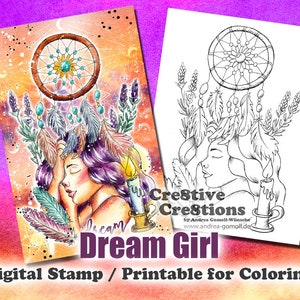 Dream Girl - Digital Stamp / Printable Coloring Page by Andrea Gomoll Cre8tive Cre8tions