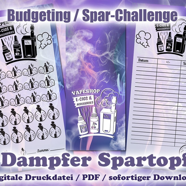 Spar-Challenge "Dampfer Spartopf" für A6 Binder - EASY PRINT Digitale Druckdatei / PDF - Umschlagmethode / Budgetieren