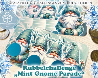 Mint Gnome Parade - Savings Challenge / Scratch Challenge A6 PRINTED - Envelope Method / Budgeting