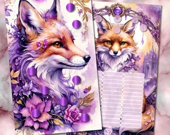 Sparchallenge zum abheften "Purple Fox" GEDRUCKT - Umschlagmethode / Budgetieren