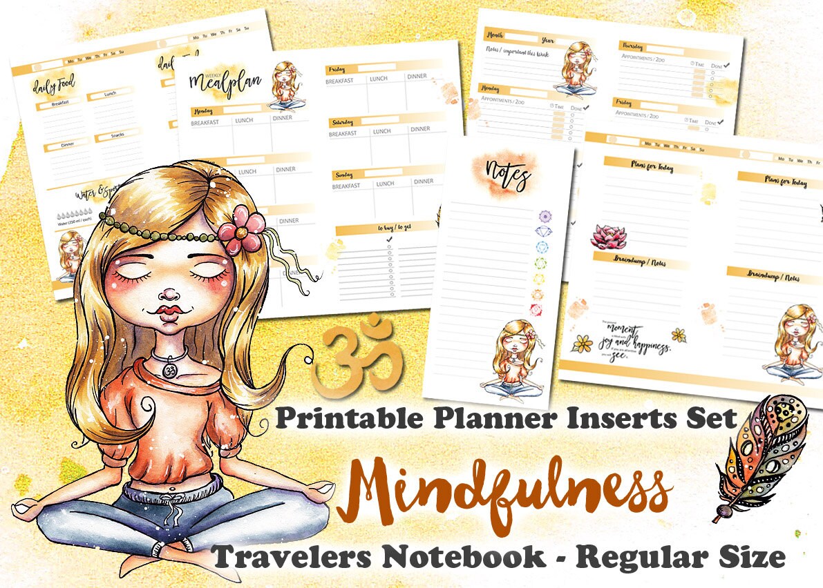Mindfulness - Printable Inserts XXL Set for Travelers Notebook REGULAR ...