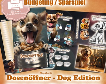 Savings Challenge "Can Opener - Dog Edition" for A6 Binder - Digital Print File / PDF - Envelope Method / Budgeting