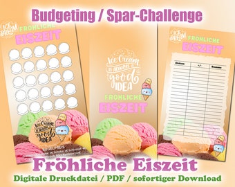 Spar-Challenge "Fröhliche Eiszeit" für A6 Binder - EASY PRINT Digitale Druckdatei / PDF - Umschlagmethode / Budgetieren