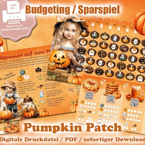 Savings Game &quot;Pumpkin Patch&quot; for A6 Binder - EASY PRINT Digital Print File / PDF - Envelope Method / Budgeting + Scan Me Challenge