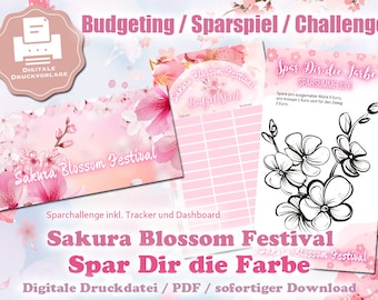 Spar-Challenge "Spar Dir die Farbe" - Sakura Blossom Festival- Digitale Druckdatei / PDF - Umschlagmethode / Budgetieren