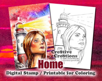 Home - Digital Stamp / Printable Coloring Page by Andrea Gomoll Cre8tive Cre8tions