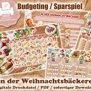 Savings game "In the Christmas bakery" for A6 binder - EASY PRINT digital print file / PDF - envelope method / budgeting