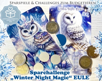 Winter Night Magic - OWL - Savings Challenge / Scratch Challenge A6 PRINTED - Envelope Method / Budgeting