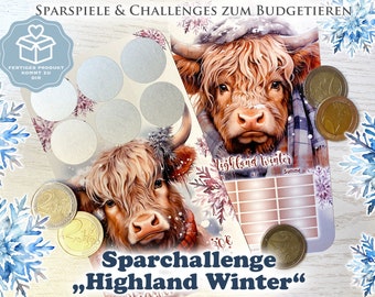 Highland Winter - Savings Challenge / Scratch Challenge A6 PRINTED - Envelope Method / Budgeting