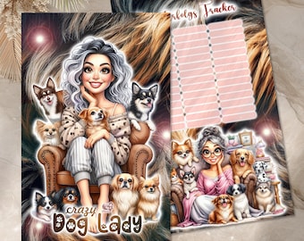Trennblatt / Dashboard für die Spar-Rubrik Hunde "Crazy Dog Lady" GEDRUCKT - Umschlagmethode / Budgetieren