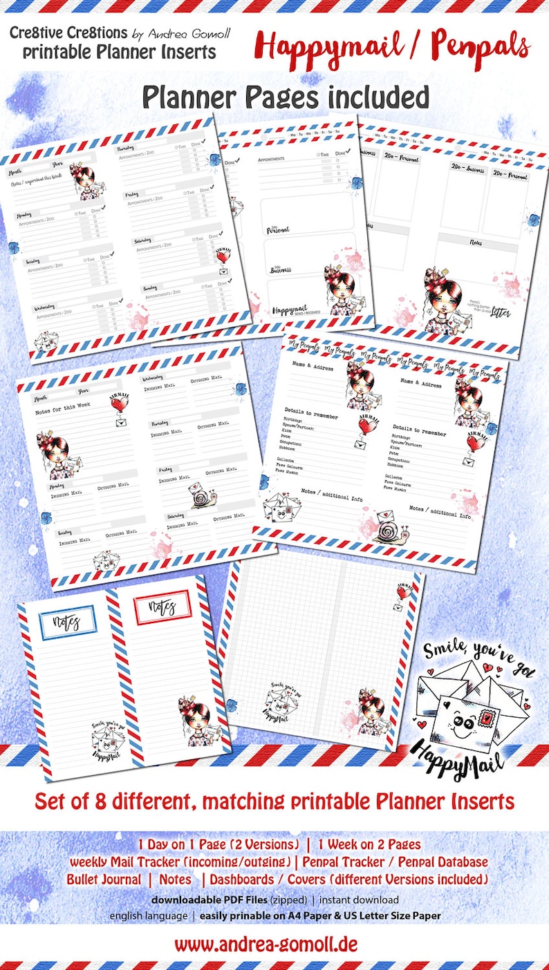 Happymail Penpal Printable Inserts XXL Set for Travelers - Etsy