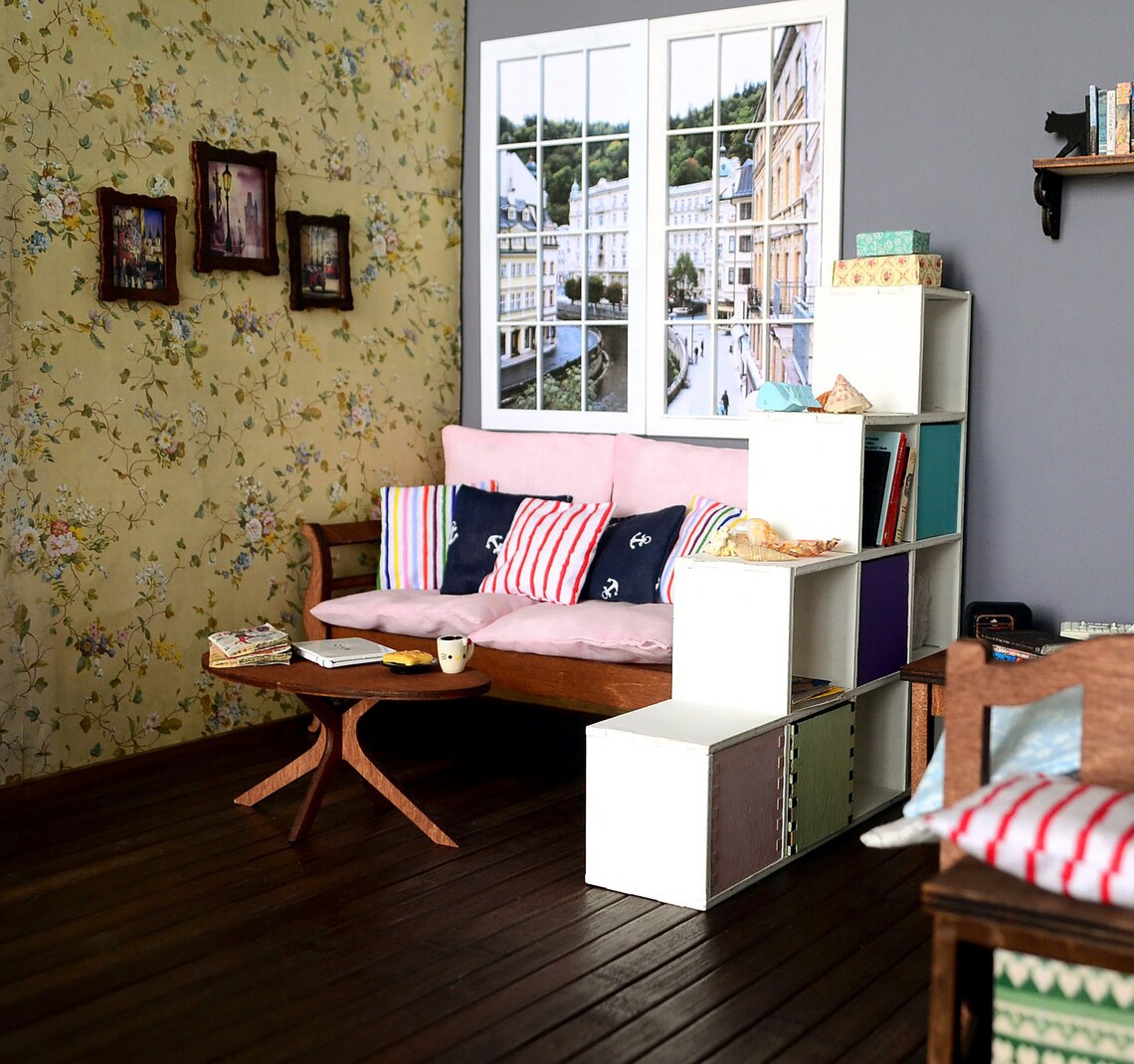 16 Doll coffee table oval. Barbie coffee table 1/6 scale Etsy