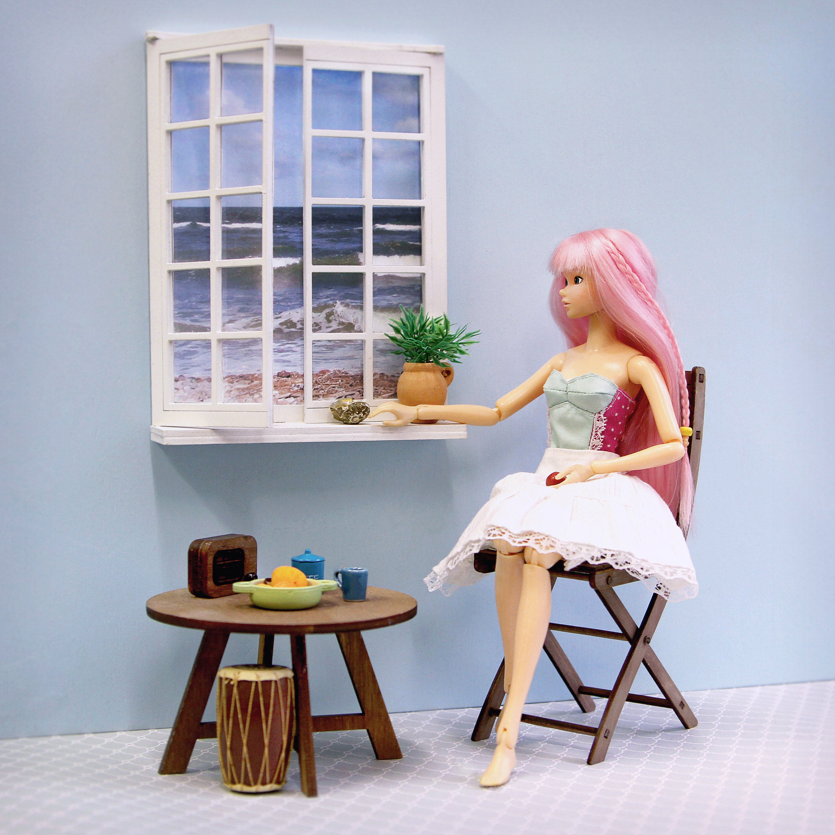 16 Doll coffee table round. Barbie coffee table 1/6 scale Etsy