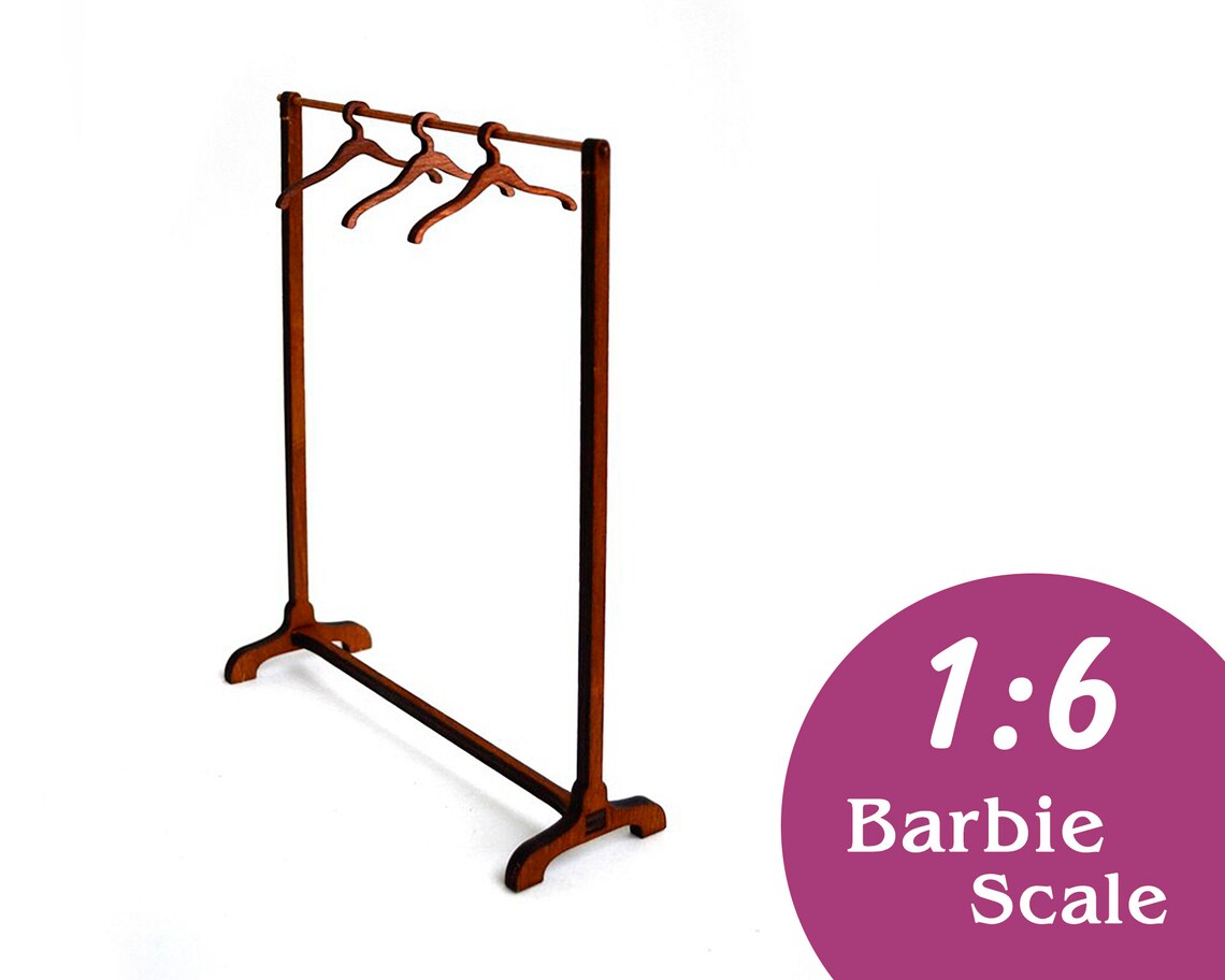 16 Doll clothes rack 4 with hangers. Barbie scale Blythe Etsy