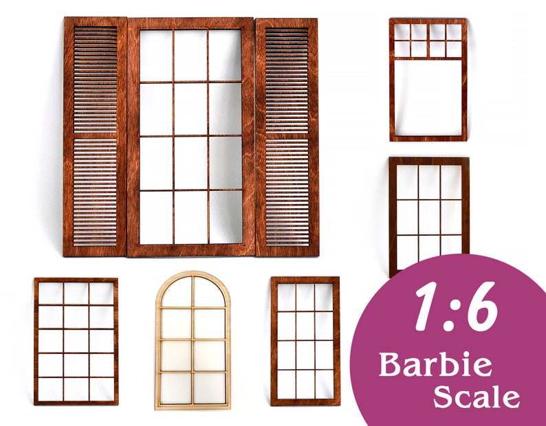 Doll roombox windows 1/6 scale. Barbie dollhouse window Etsy