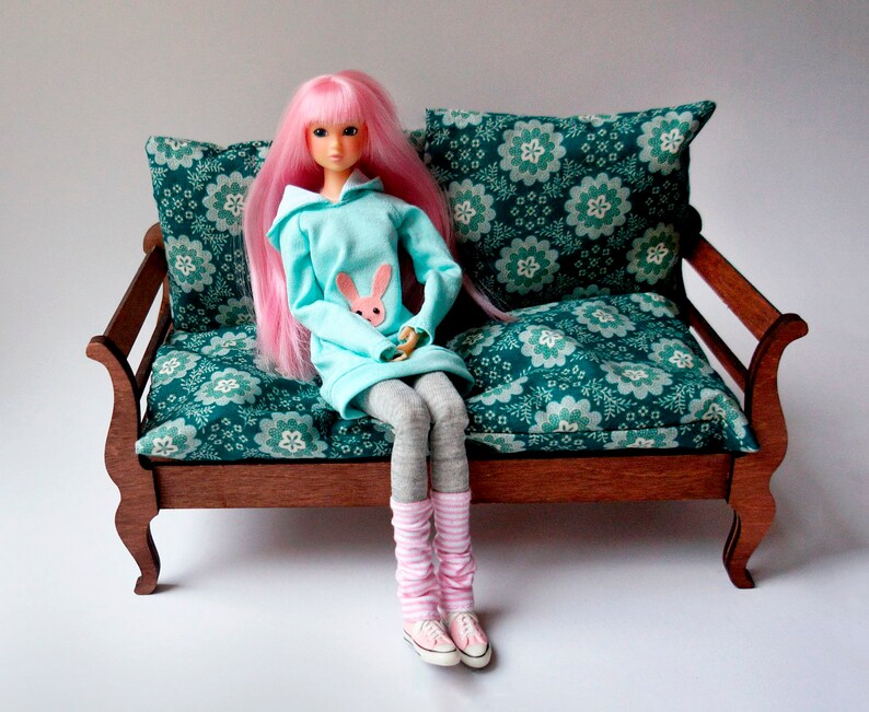 16 Doll sofa 1. Barbie couch blythe couch dollhouse living Etsy