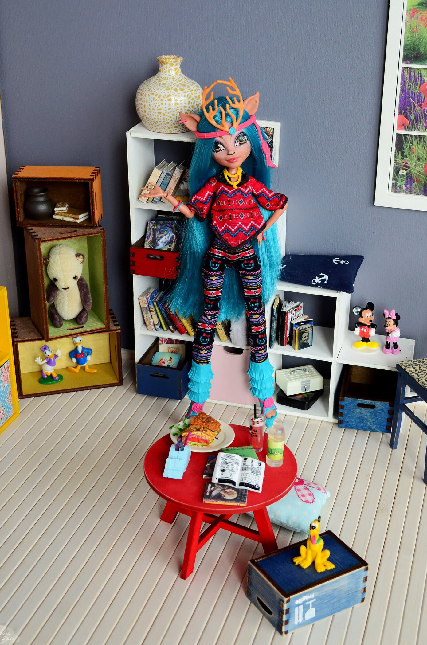 16 Doll coffee table round. Barbie coffee table 1/6 scale Etsy