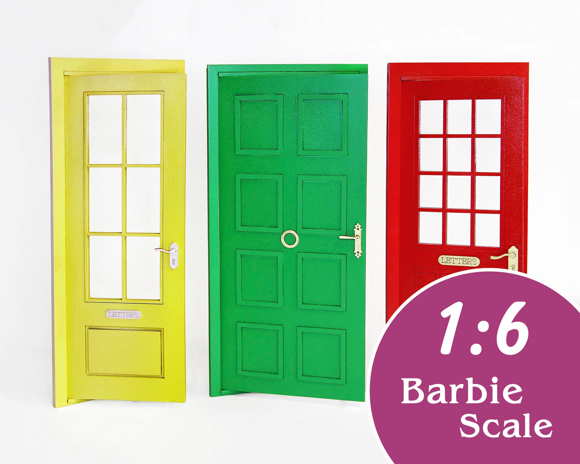 16 Doll roombox doors. Barbie dollhouse doors 1/6 scale Etsy