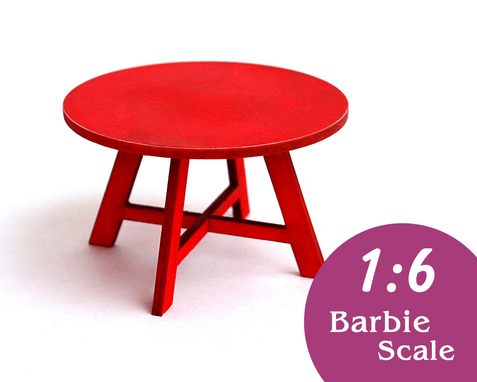 16 Doll coffee table round. Barbie coffee table 1/6 scale Etsy