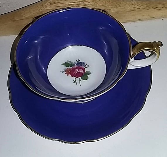 Konigliche Bayreuth Germany Tasse Und Untertasse Reich Blau Etsy