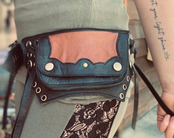 Leather pocket belt