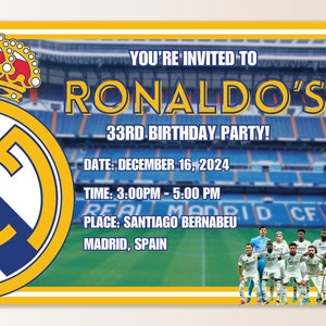 DIGITAL File - Real Madrid Birthday Party Invite Template - DIGITAL File