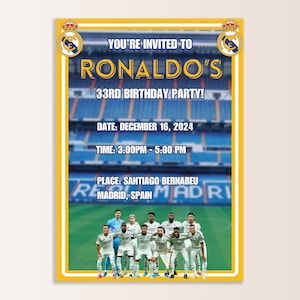 DIGITAL File - Real Madrid Birthday Party Invite Template - DIGITAL File