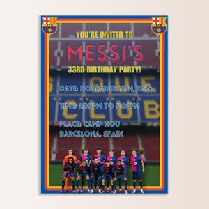 DIGITAL File - FC Barcelona Birthday Party Invite Template - DIGITAL File