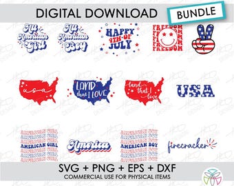 4th of July SVG Bundle: Patriotic Stars & Stripes - Cricut, Silhouette (Digital File)