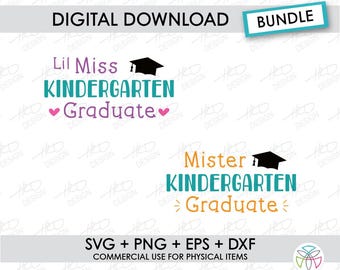 Kinder Grad SVG Bundle1: Mister, Miss, Kinder Graduate (Digital Download)