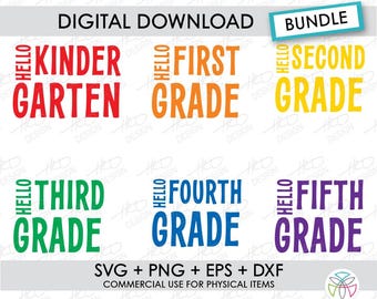 Kindergarten - 5th Grade SVG Cut Files: Back to School (Digital Download)