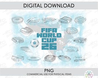 World Cup 2026 Soccer Stadium Shirt Design: PNG Sublimation File (Digital Download)