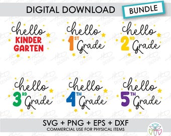 Welcome Back To School SVG: Grades K-5 Cut Files (Digital Download)
