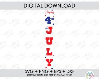 4th of July Porch Sign SVG: Patriotic America Cut File (Digital Download 46x8in