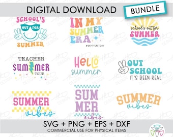Summer Vibes SVG Bundle: School's Out Designs (Digital Download)