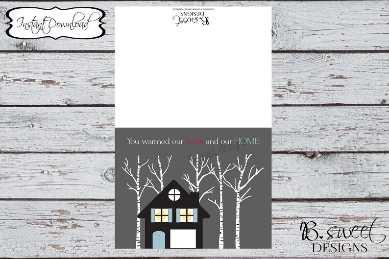Housewarming Thankyou Card Birch Tree Scene New Home Etsy