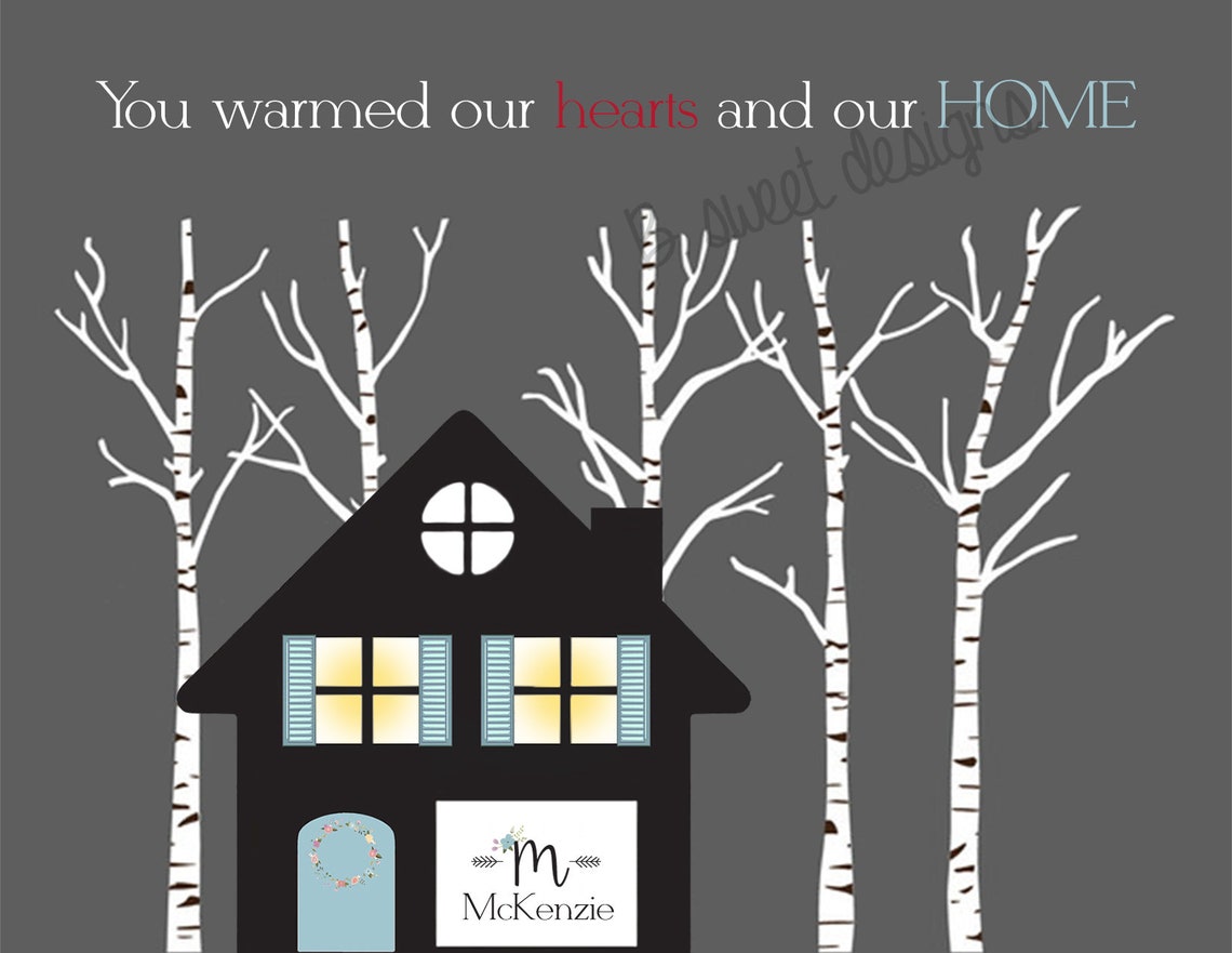 Housewarming Thankyou Card Birch Tree Scene New Home Etsy
