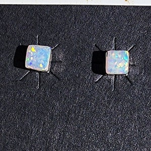 Sterling with White Fire Opal stud earrings
