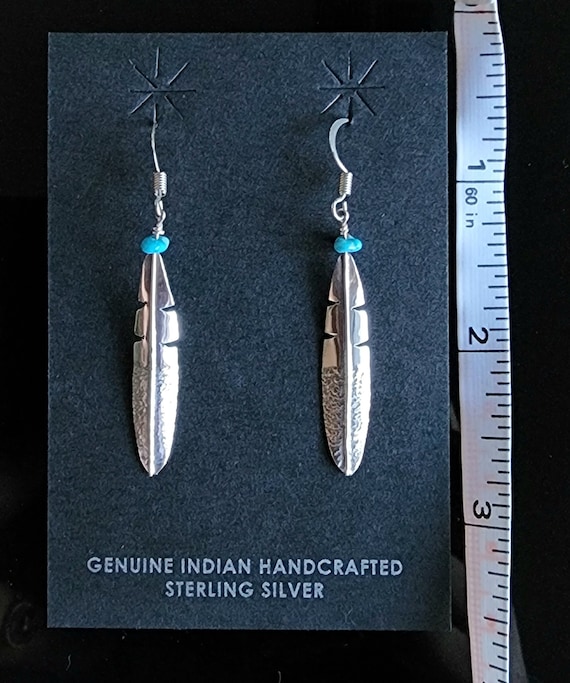 Superior Vintage Native American Navajo Sterling Silver Feather Earrings Superior Vintage Native American Navajo Sterling Silver Feather Earrings