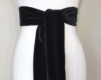black velvet tie belt