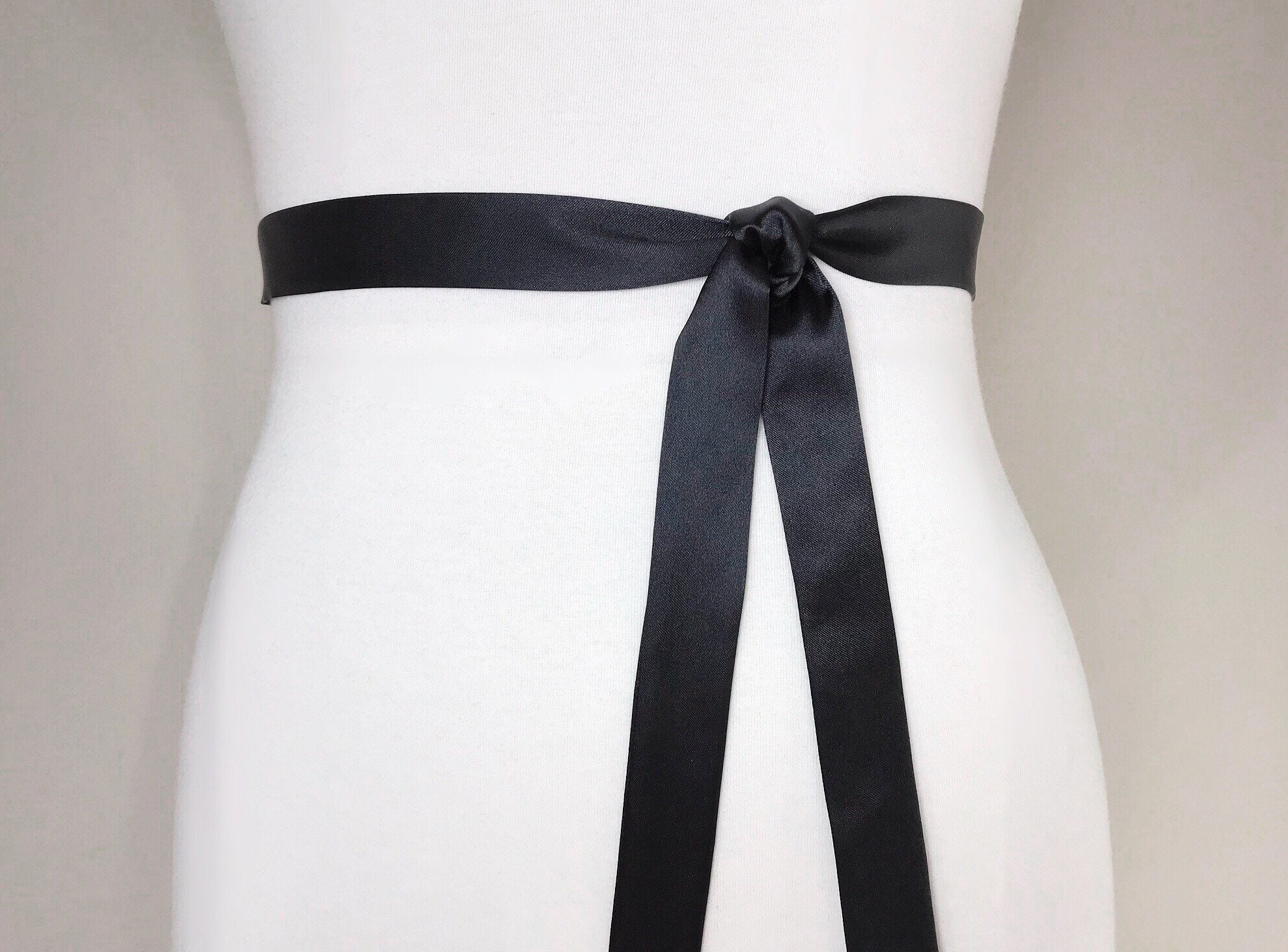 Extra Narrow Black Sash Black Satin Sash Belt Skinny Sash Etsy UK