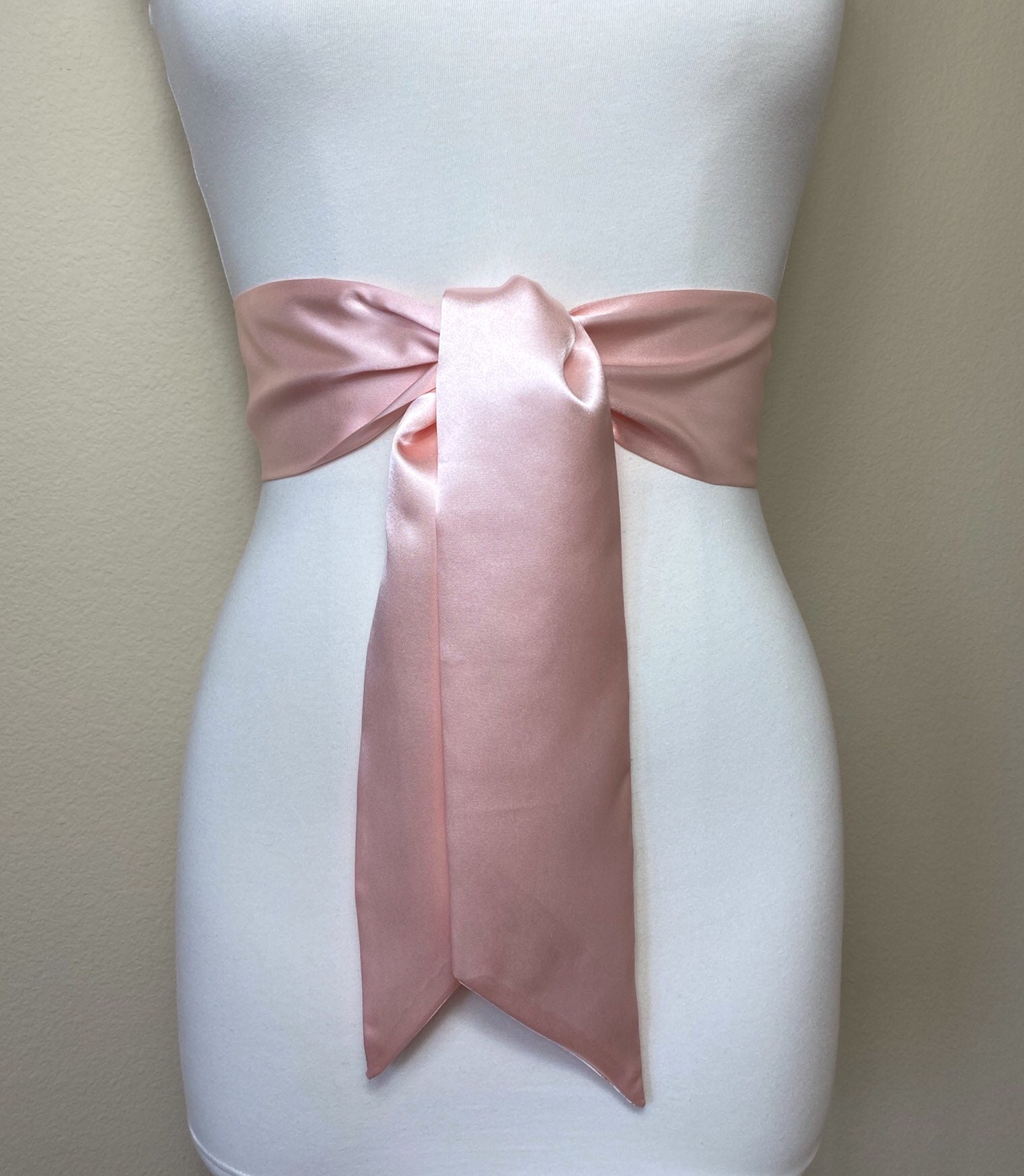 Blush Satin Sash, Blush Sash Belt, Wide Blush Pink Sash, Blush