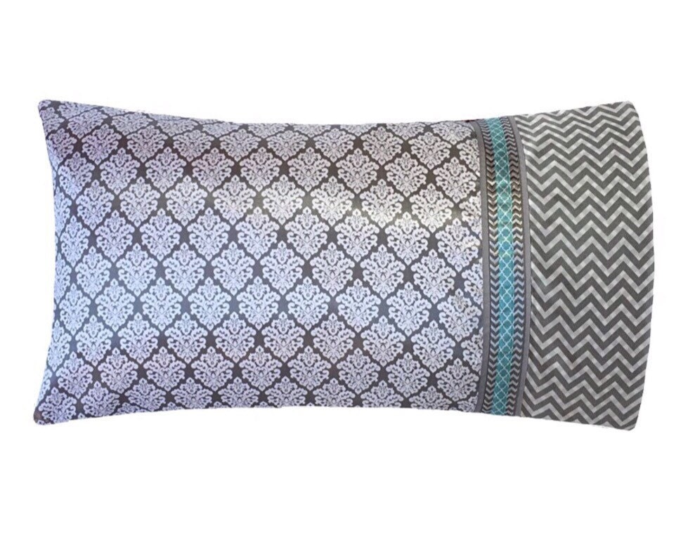 Gray Chevron Pillowcase Satin Pillow Case Chevron Satin Etsy