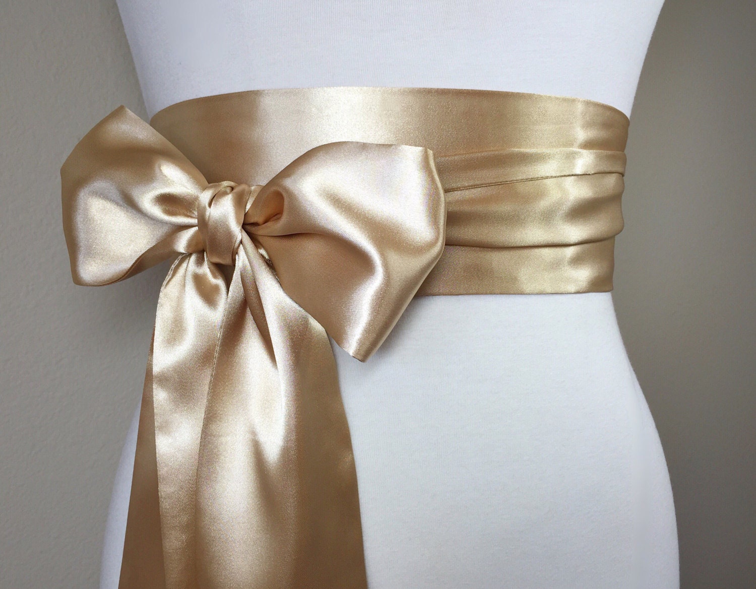 Pale Gold Sash Gold Satin Sash Light Gold Wedding Dress Sash Etsy